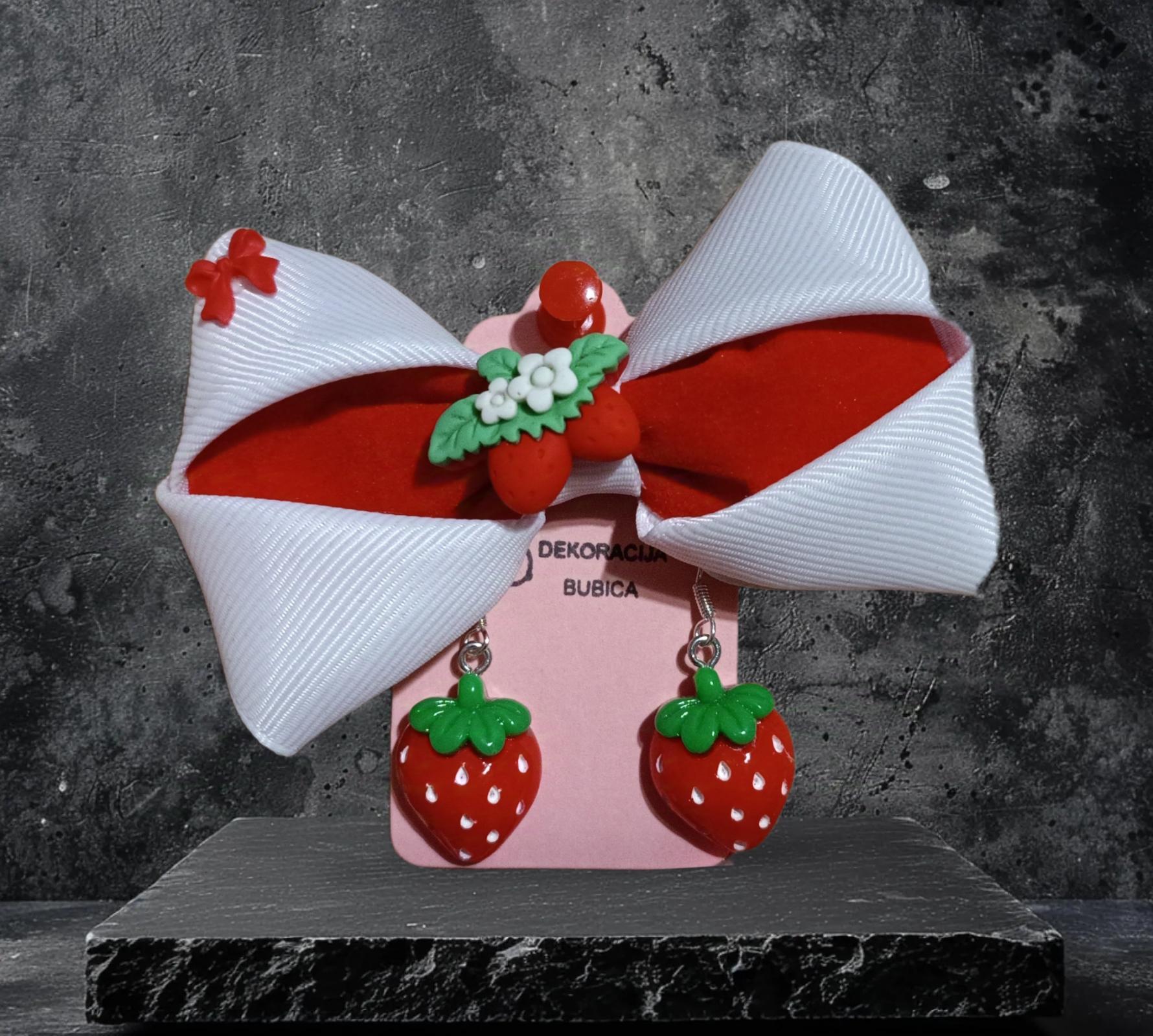 Set 'Višnja' - hair bow and earrings for girls